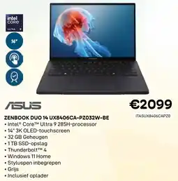 CompuDeals Asus Zenbook Duo 14 UX8406CA-PZ032W-BE aanbieding