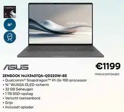 CompuDeals Asus Zenbook 14UX3407QA-QD220W-BE aanbieding