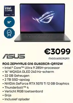 CompuDeals Asus Rog Zephyrus G16 GU605CR-QR112W aanbieding