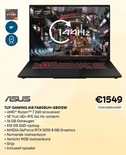 CompuDeals Asus Tuf Gaming A18 FA808UH-S8013W aanbieding