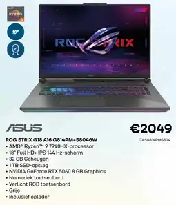 CompuDeals Asus Rog Strix G18 A16 G814PM-S8046W aanbieding