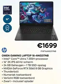 CompuDeals Omen Gaming Laptop 16-ANO217NB aanbieding