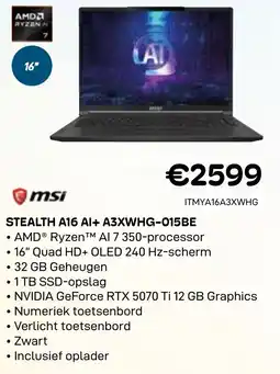 CompuDeals MSI Stealth A16 AI+ A3XWHG-015BE aanbieding