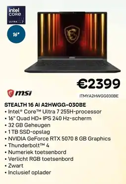 CompuDeals MSI Stealth 16 AI A2HWGG-030BE aanbieding