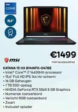 CompuDeals MSI Katana 15 HX B14WFK-047BE aanbieding