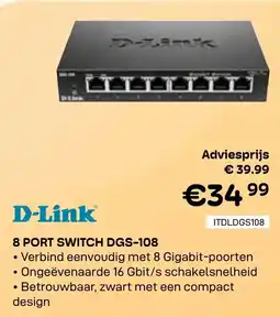 CompuDeals D-Link 8 Port Switch DGS-108 aanbieding