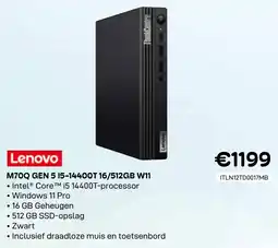 CompuDeals Lenovo M70Q GEN 15-14400T 16/512GB W11 aanbieding
