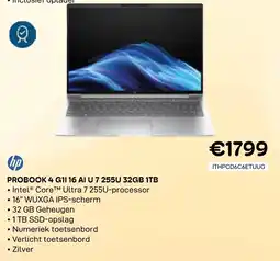CompuDeals HP Probook 4 G11.16 AI U 7 255U 32GB 1TB aanbieding