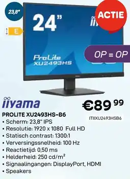 CompuDeals Iiyama Prolite XU2493HS-B6 aanbieding