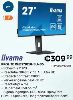 CompuDeals Iiyama Prolite XUB2792UHSU-B6 aanbieding