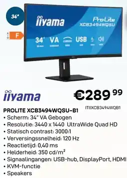 CompuDeals Iiyama Prolite XCB3494WQSU-B1 aanbieding