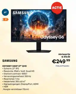 CompuDeals Samsung Odyssey G60F 27" QHD aanbieding