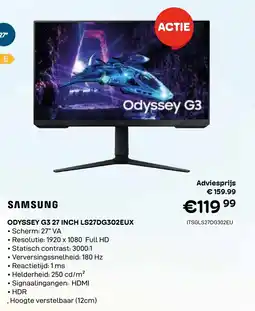 CompuDeals Samsung Odyssey G3.27 INCH LS27DG302EUX aanbieding