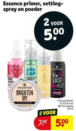 Kruidvat Essence primer, setting spray en poeder aanbieding