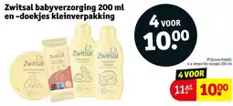 Kruidvat Zwitsal babyverzorging 200 ml en doekjes kleinverpakking aanbieding