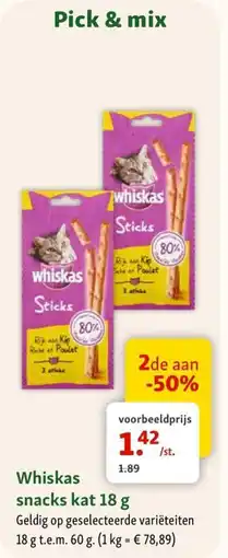 Maxi Zoo Whiskas snacks kat aanbieding