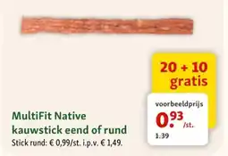 Maxi Zoo MultiFit Native kauwstick eend of rund aanbieding