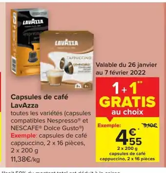 Carrefour Market Capsules de cafe LavAzza 2 x 200 g aanbieding