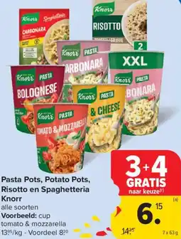 Carrefour Pasta pots, potato pots, risotto en spaghetteria knorr aanbieding