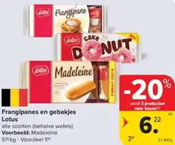 Carrefour Frangipanes en gebakjes Lotus aanbieding