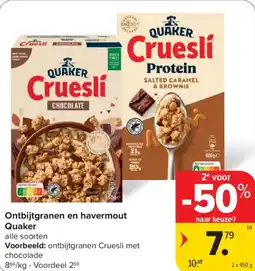 Carrefour Ontbijtgranen en havermout quaker aanbieding