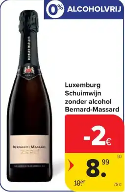 Carrefour Luxemburg schuimwijn zonder alcohol bernard-massard aanbieding