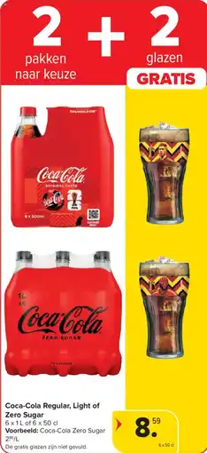 Carrefour Coca-cola regular, light of zero sugar aanbieding
