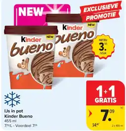 Carrefour Ijs in pot kinder bueno aanbieding