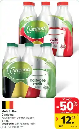 Carrefour Melk in fles campina aanbieding