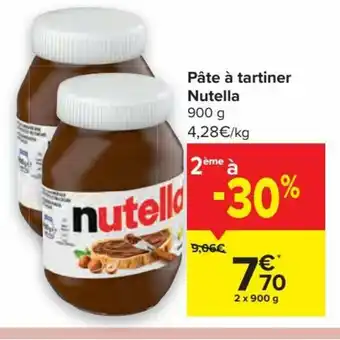 Carrefour Market Pate a tartiner Nutella 2 x 900 g aanbieding