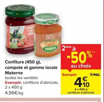 Carrefour Market Confiture (450 g), compote et gamme locale Materne 2 x 450 g aanbieding