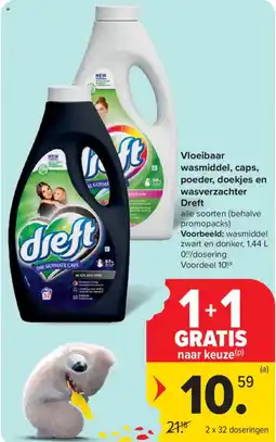 Carrefour Vloeibaar wasmiddel, caps, poeder, doekjes en wasverzachter dreft aanbieding