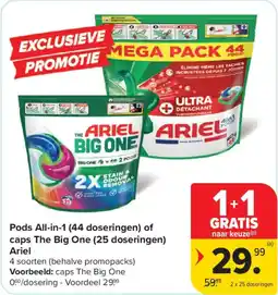 Carrefour Pods All-in-1 of caps The Big One Ariel aanbieding