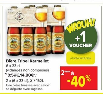 Carrefour Market Biere Tripel Karmeliet 6 x 33 cl aanbieding