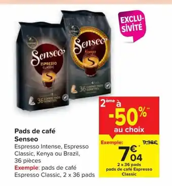 Carrefour Market Pads de cafe Senseo 2 x 36 pads aanbieding