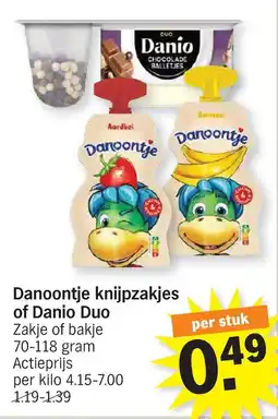 Albert Heijn Danoontje knijpzakjes of danio duo aanbieding