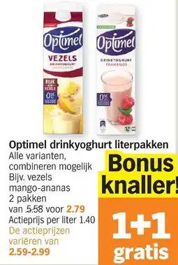 Albert Heijn Optimel drinkyoghurt literpakken aanbieding