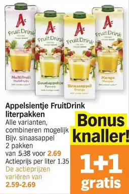 Albert Heijn Appelsientje fruitdrink literpakken aanbieding
