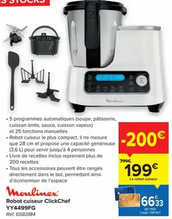 Carrefour Robot cuiseur ClickChef YY4499FG aanbieding
