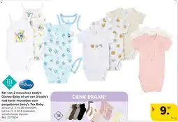 Carrefour Set van 2 mouwloze body's disney baby of set van 3 body's met korte mouwtjes voor pasgeboren baby's tex baby aanbieding