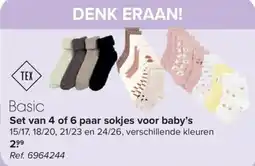 Carrefour Set van 4 of 6 paar sokjes voor baby's aanbieding
