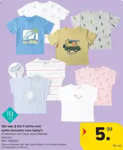 Carrefour Set van 2 bio t-shirts met korte mouwen voor baby's aanbieding