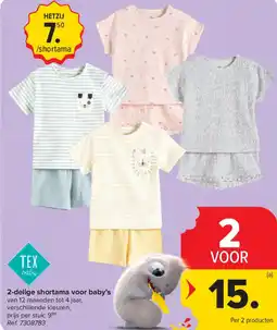 Carrefour 2-delige shortama voor baby's aanbieding