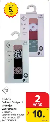 Carrefour Set van 5 slips of broekjes voor dames aanbieding
