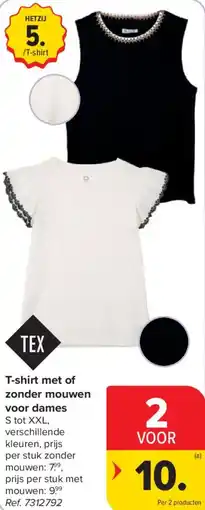 Carrefour T-shirt met of zonder mouwen voor dames aanbieding