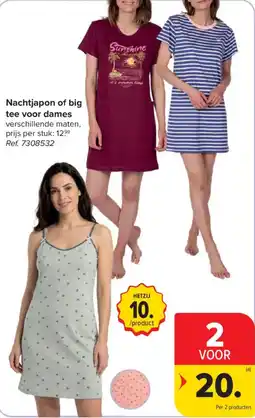 Carrefour Nachtjapon of big tee voor dames aanbieding