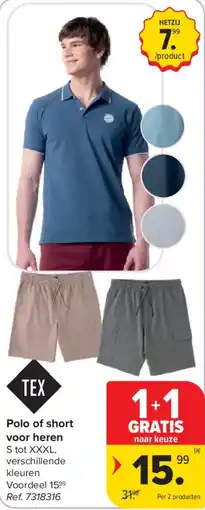 Carrefour Polo of short voor heren aanbieding