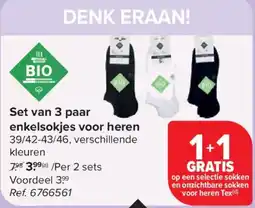 Carrefour Set van 3 paar enkelsokjes voor heren aanbieding