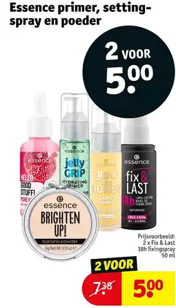 Kruidvat Essence primer, settingspray en poeder aanbieding