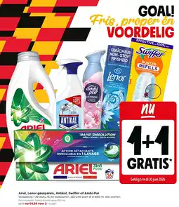 Jumbo Ariel, Lenor geurparels, Antikal, Swiffer of Ambi-Pur aanbieding
